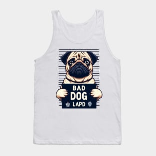 Bad Dog Pug Los Angeles Polic Department Mugshot Tank Top